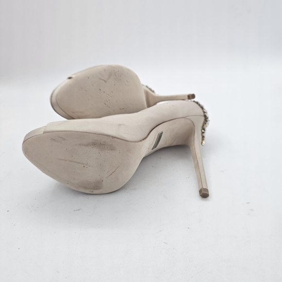 Badgley Mischka Kiara Embellished Peep-Toe Satin Pumps Size US /9 - Picture 7 of 10
